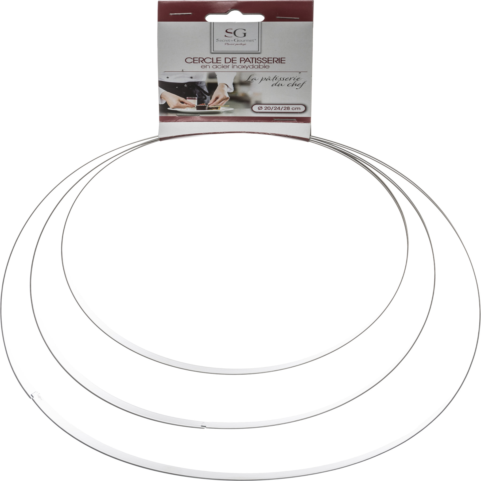 Voir la diapositive 1 : Lot de 3 cercles à tartes inox 