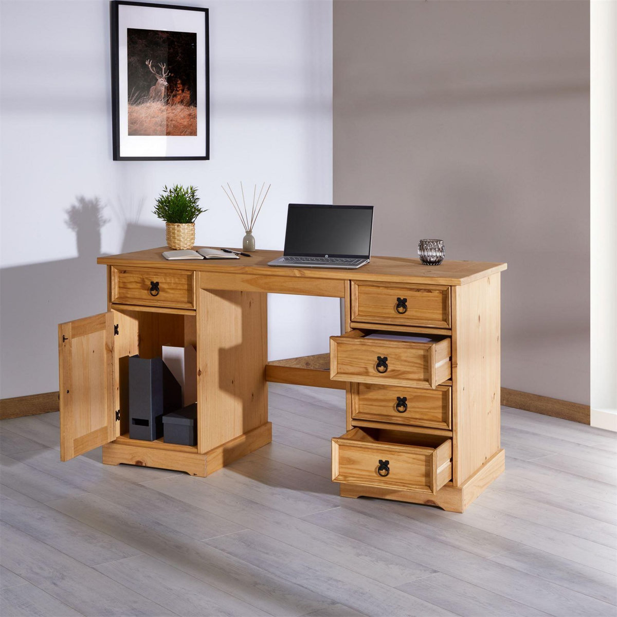 IDIMEX Bureau en pin TEQUILA style mexicain, finition cirée