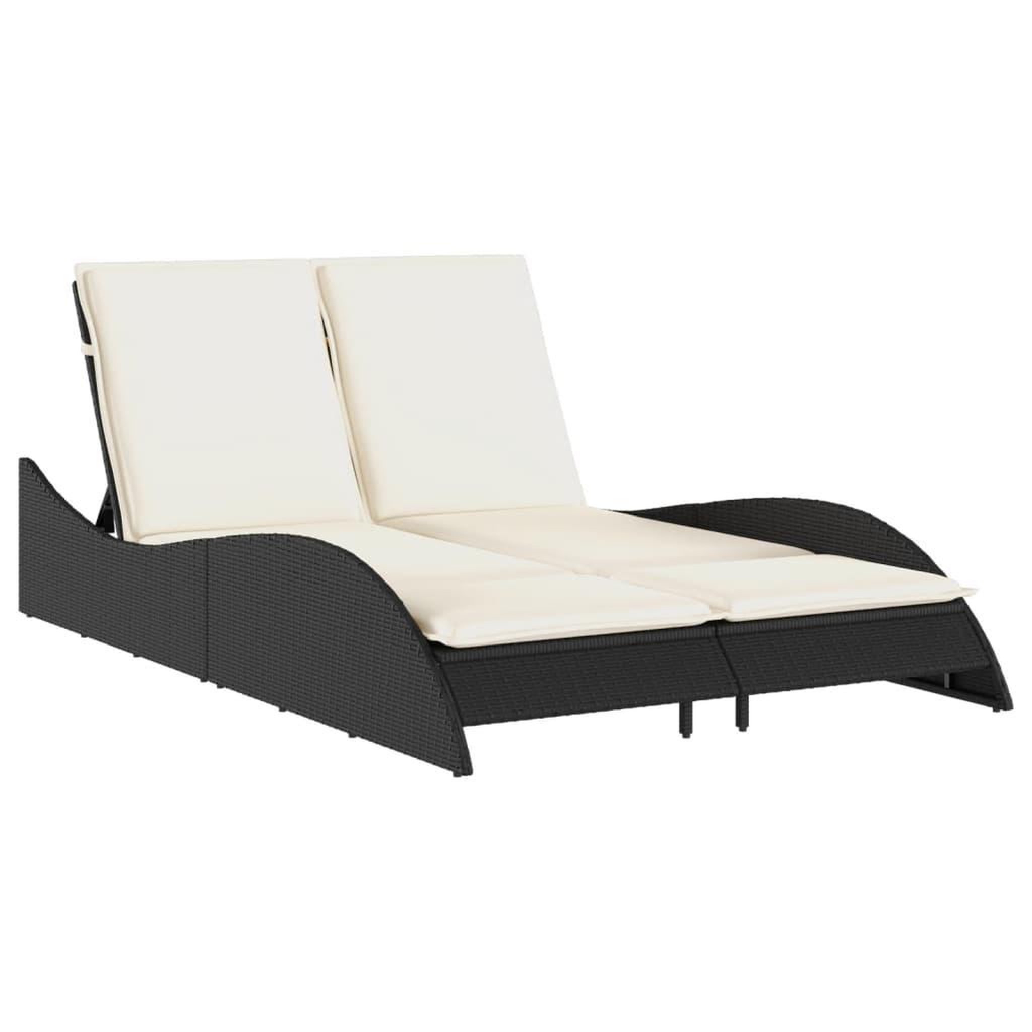 Voir la diapositive 2 : VIDAXL Chaise longue avec coussins noir 114x205x73 cm resine tressee