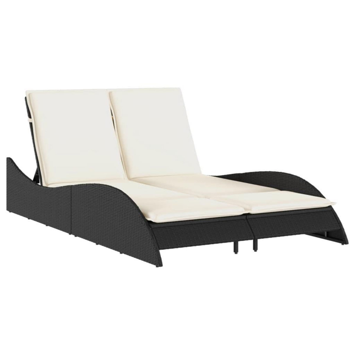VIDAXL Chaise longue avec coussins noir 114x205x73 cm resine tressee