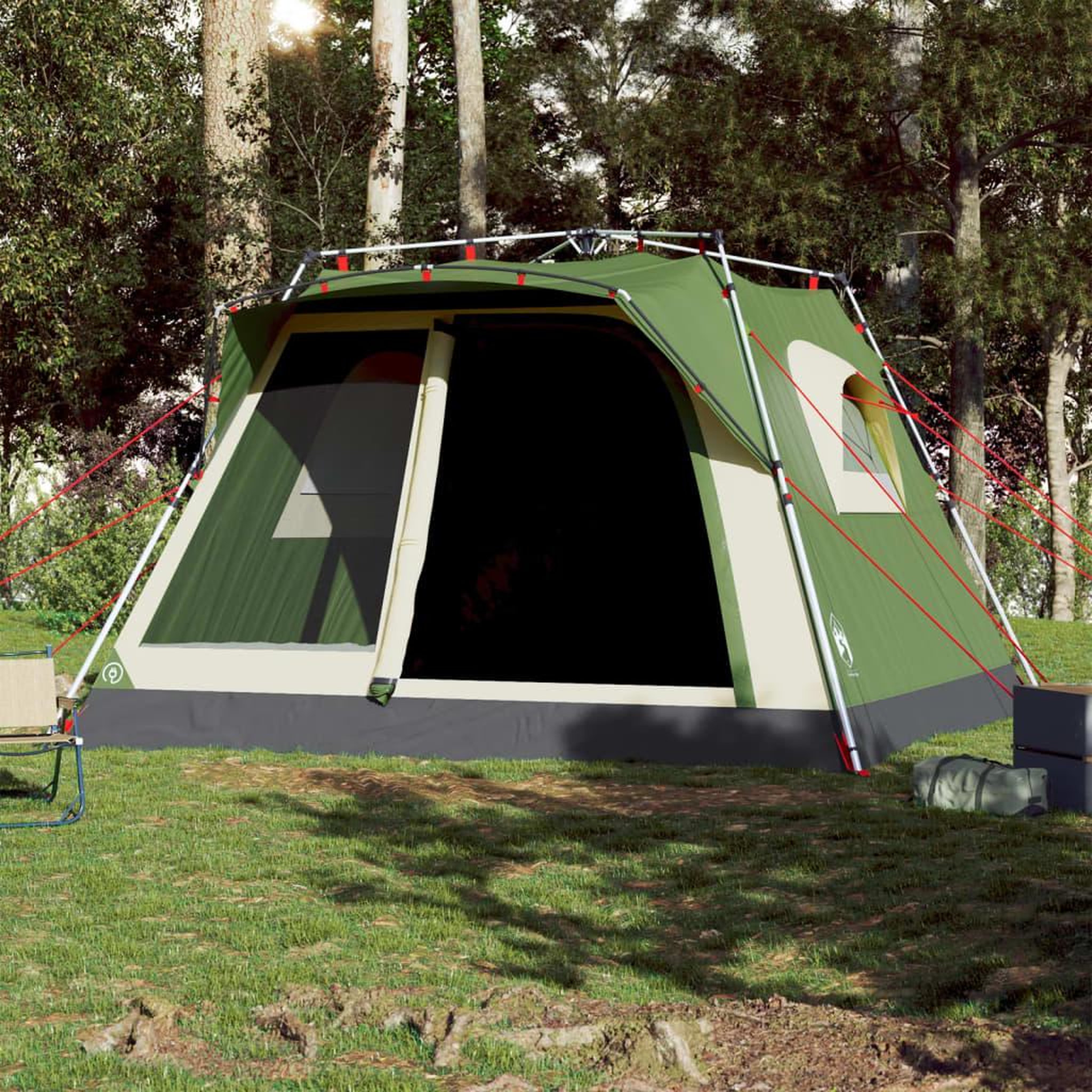 Voir la diapositive 3 : VIDAXL Tente familiale cabine 7 personnes vert degagement rapide