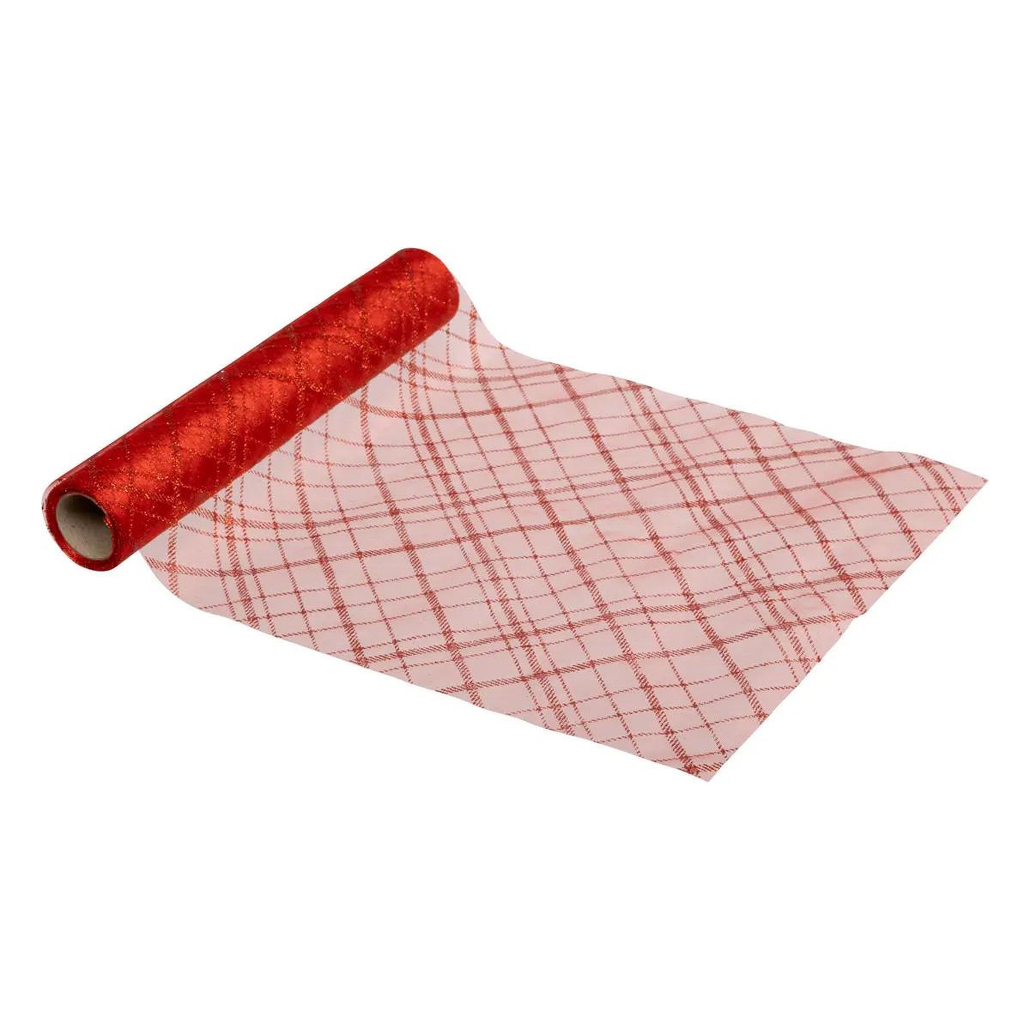 ATMOSPHERA Chemin de table en tissu  carreaux  28x500cm rouge