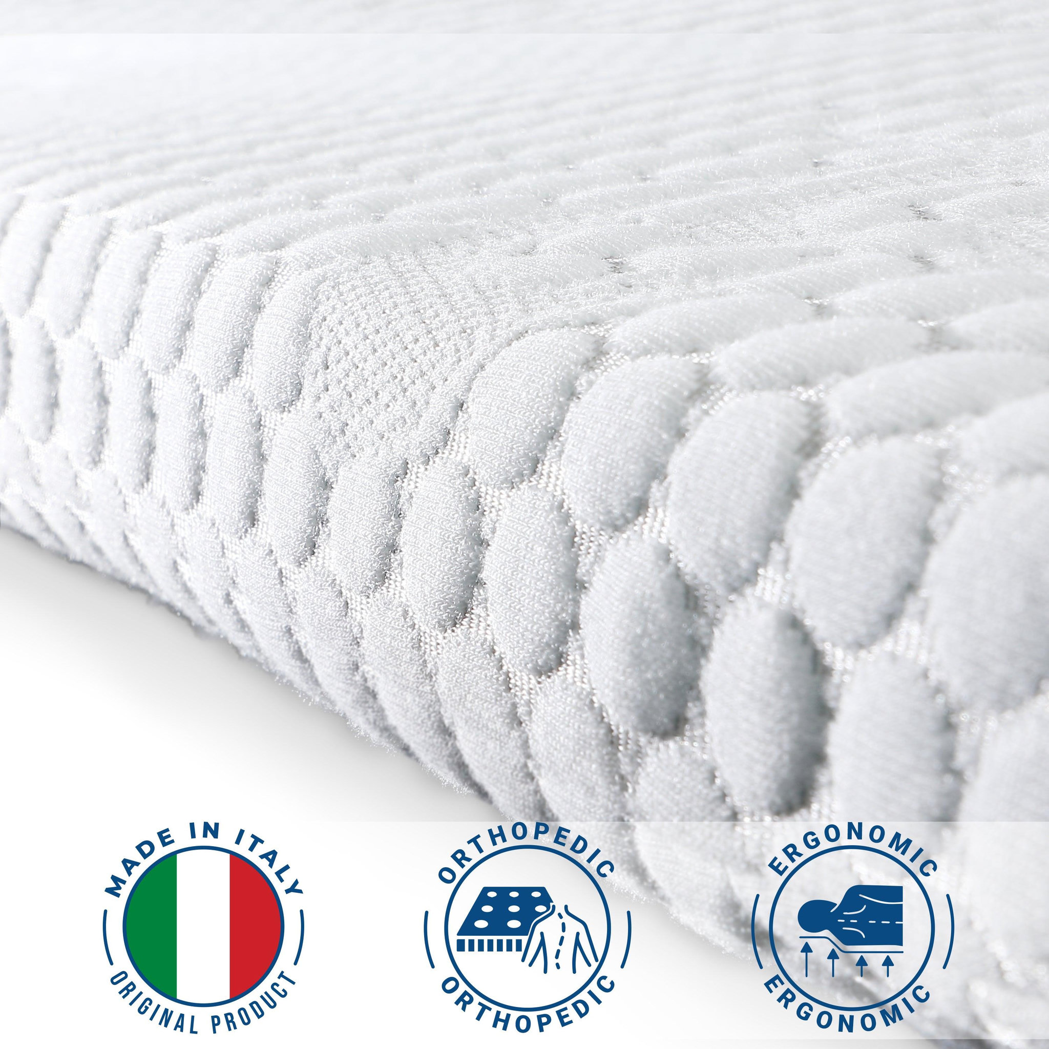 Voir la diapositive 3 : THE WHITE STONE Surmatelas 70 x 180 en mousse à mémoire de forme | Hauteur 6 cm | Housse respirante et amovible | Antibactérien et antifongique