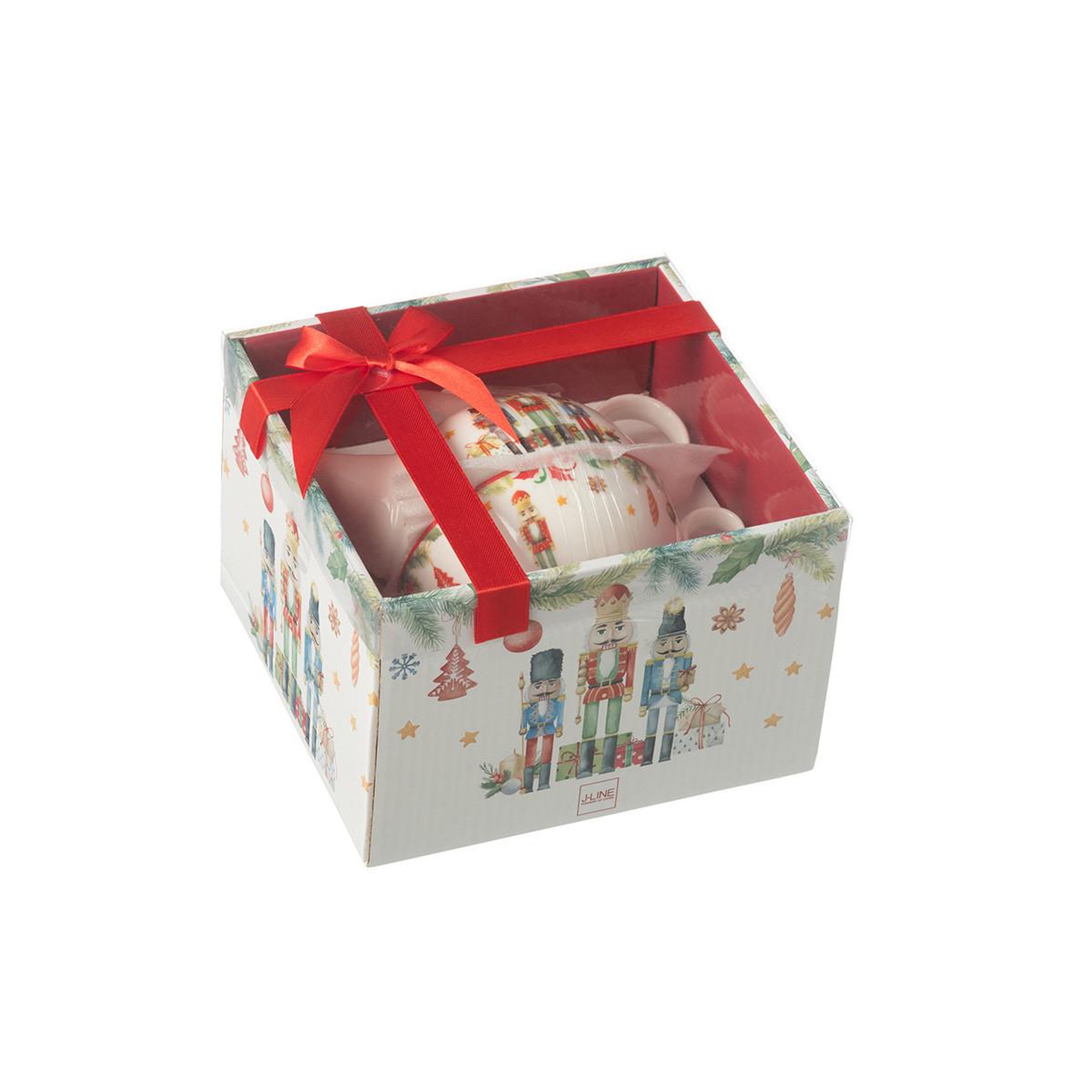 Voir la diapositive 4 : J-LINE Théière de noël  casse-noisette  16cm blanc