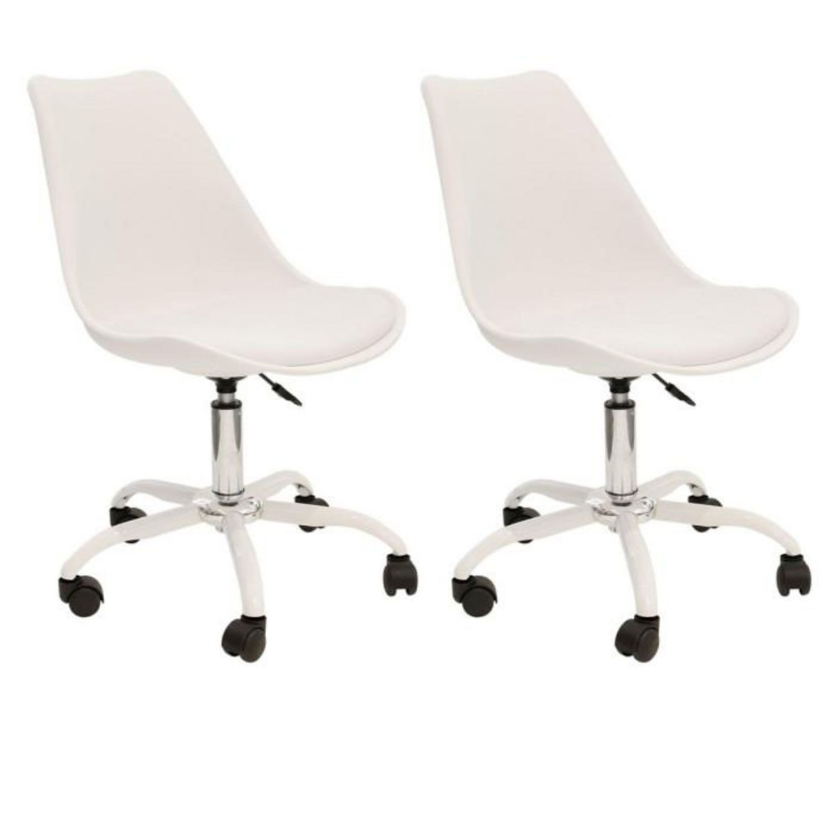 Paris Prix Lot de 2 Chaises à Roulettes  Kiruna  92cm Blanc