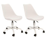 Paris Prix Lot de 2 Chaises à Roulettes  Kiruna  92cm Blanc