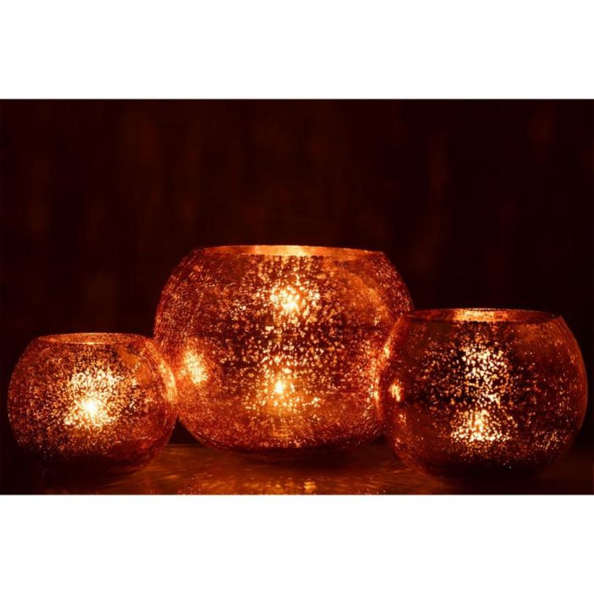 Paris Prix Photophore Boule en Verre  Craquelée  20cm Doré Foncé