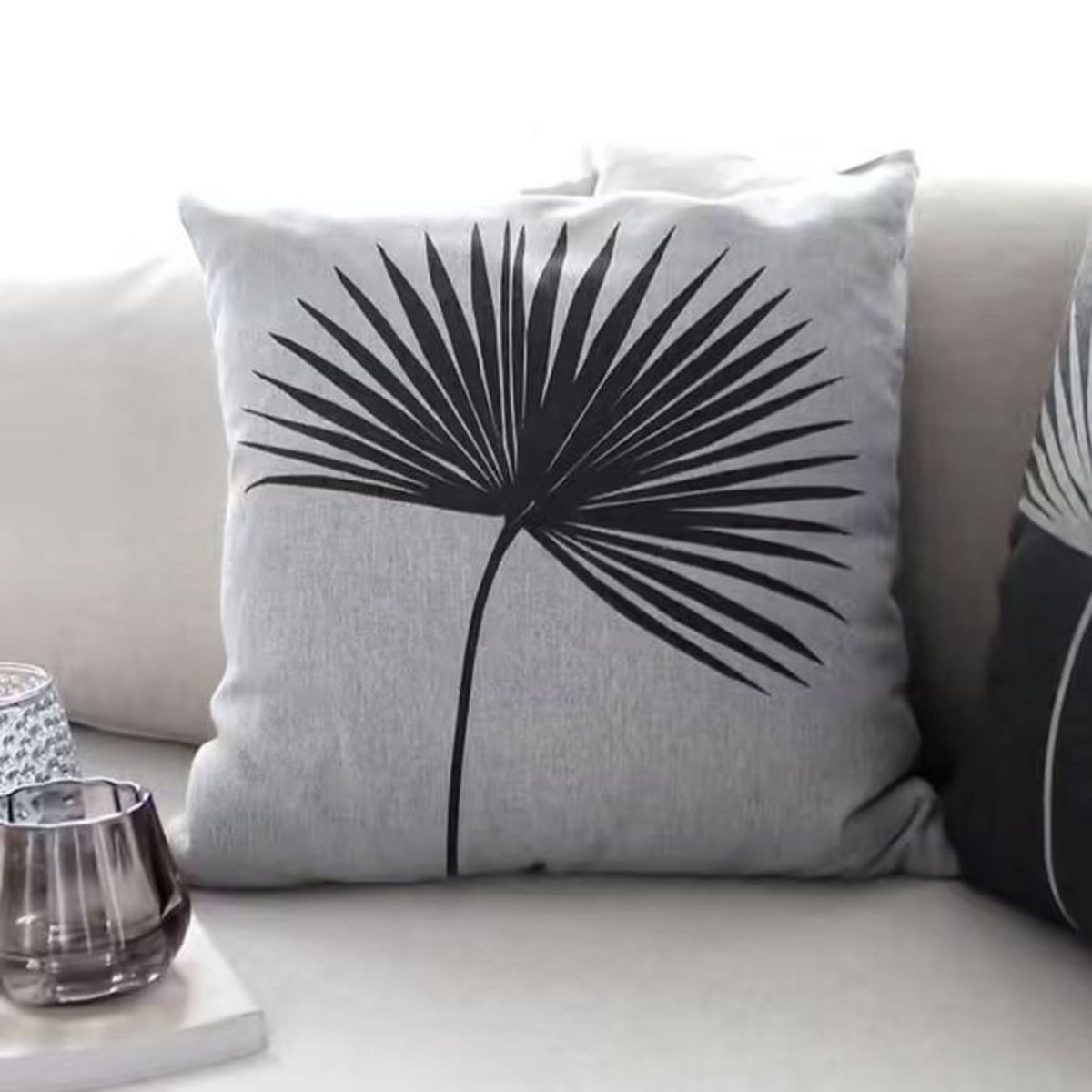 Paris Prix Coussin Déco Imprimé  Baya  40x40cm Gris Clair