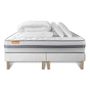 Voir la diapositive 2 : SEPTNUITS Pack matelas + double sommiers Memo Spring Ressorts ensachés 3 zones MAXI épaisseur + Couette + 2 oreillers