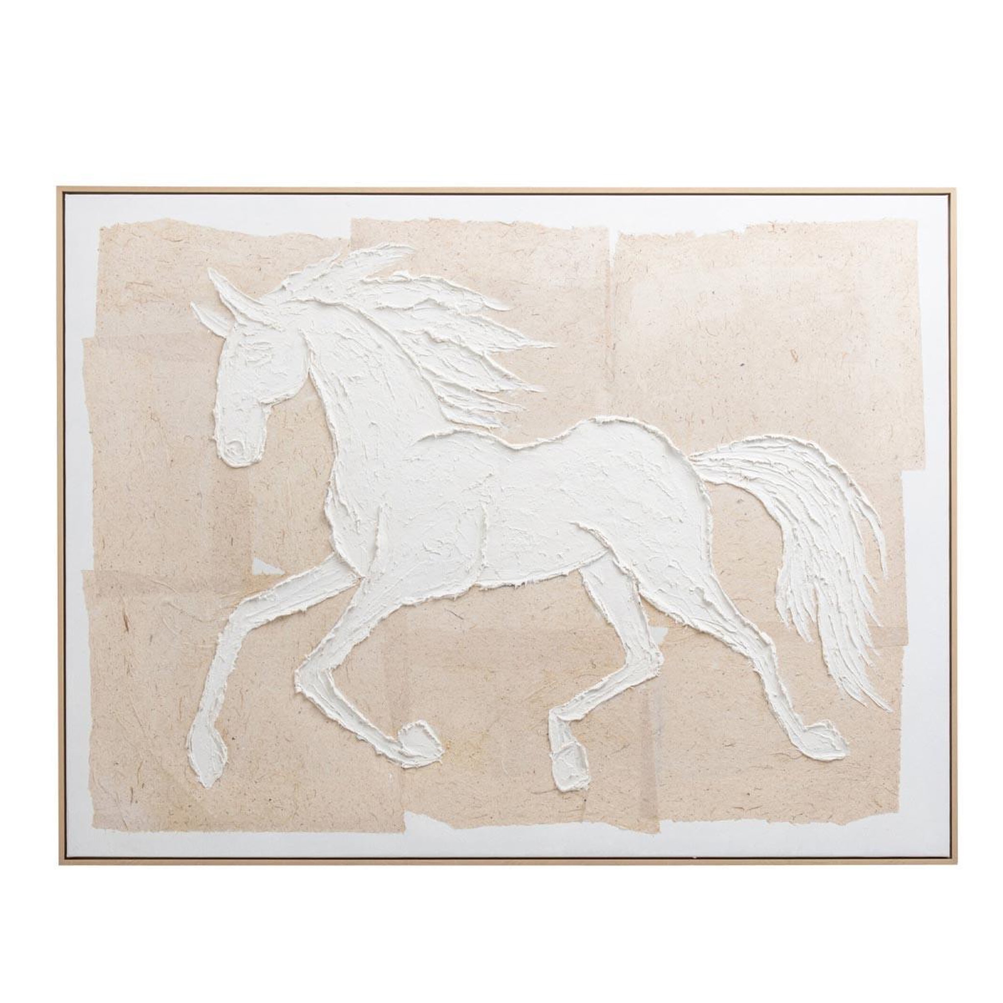 J-LINE Tableau déco cheval  galop  92x122cm beige
