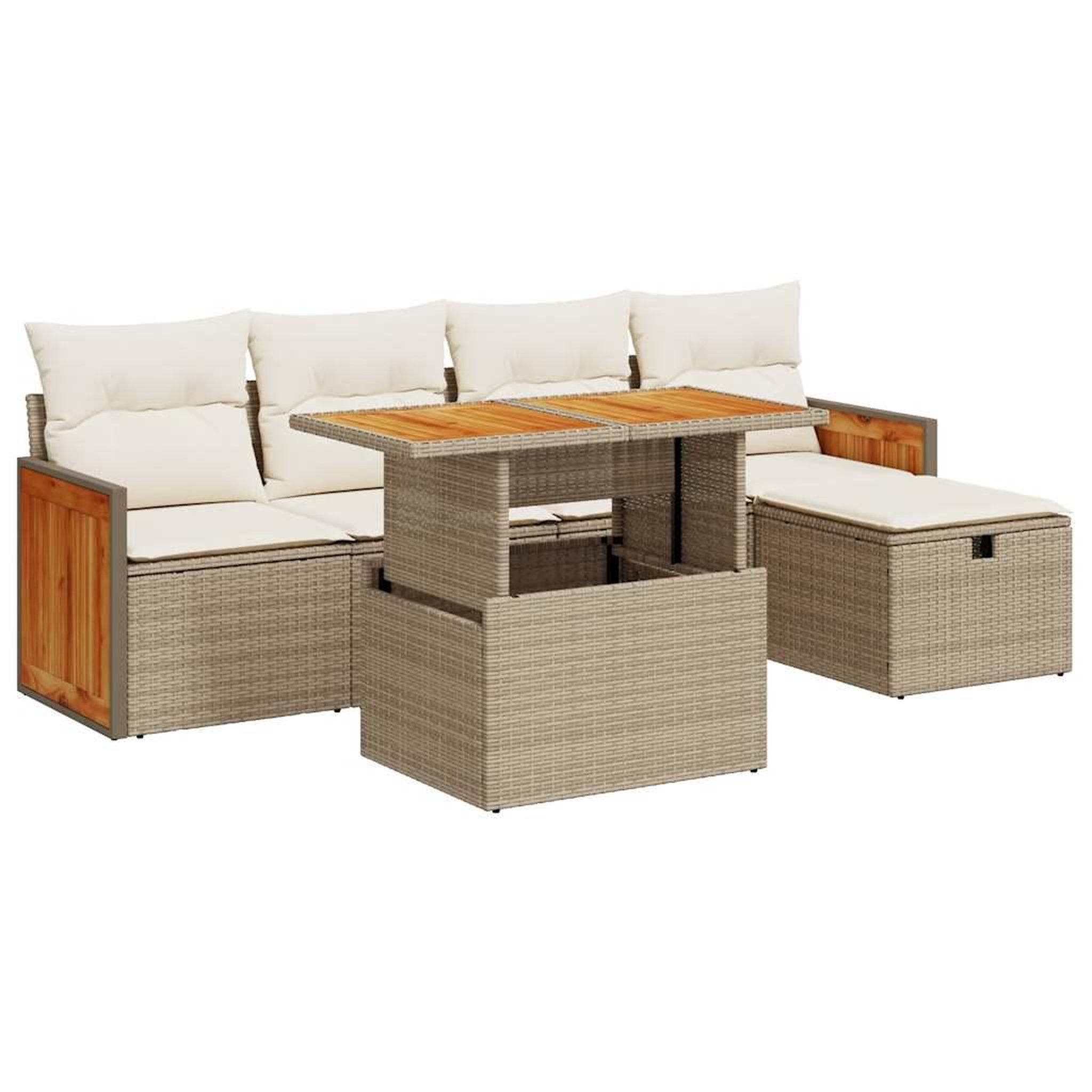 Voir la diapositive 2 : VIDAXL Salon de jardin avec coussins 6 pcs beige resine tressee