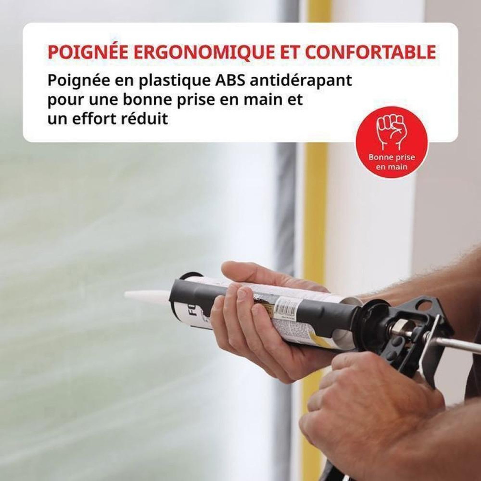 Voir la diapositive 3 : pistolet à cartouche manuel noir 310 ml Ø 50 mm 2000 N pour mastics et colles