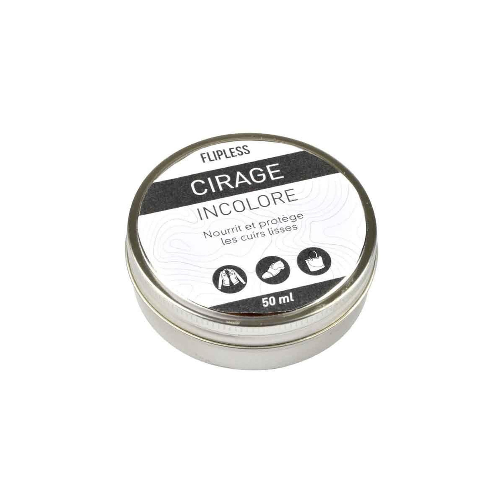 Voir la diapositive 2 : FLIPLESS Pâte de cirage incolore  chaussure  50ml blanc