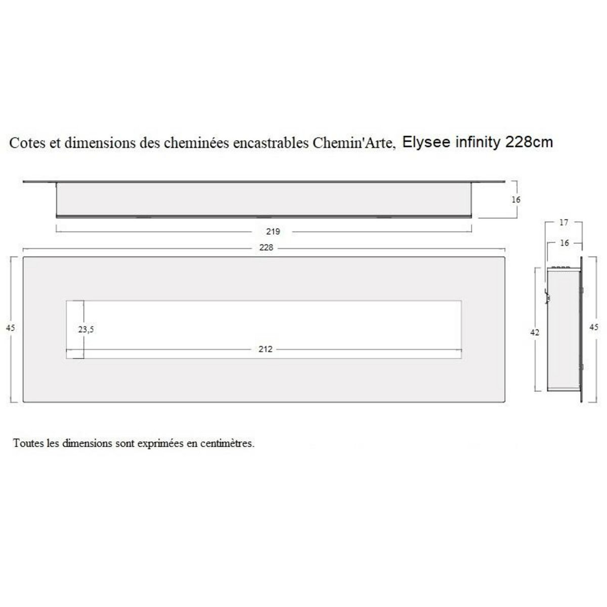 Chemin'arte Cheminée électrique 2000w avec télécommande - 243