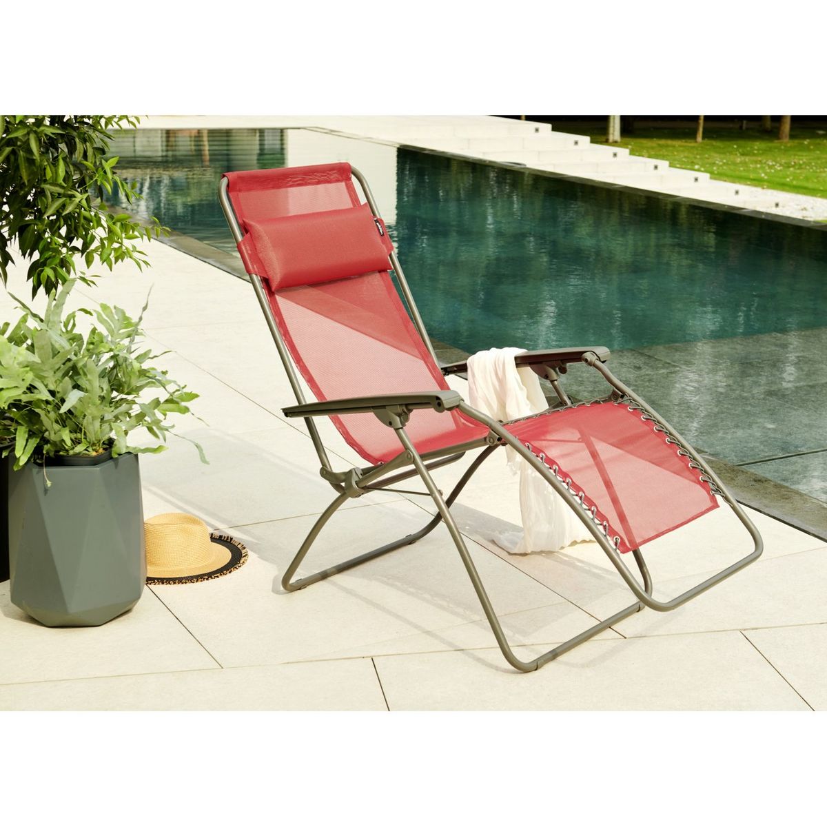 LAFUMA Fauteuil relax pliant multipositions Cerise RT2