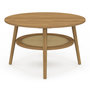 Voir la diapositive 3 : ID MARKET Table basse 70 cm HANAE ronde bois façon hêtre et plateau effet naturel cannage