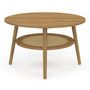 Voir la diapositive 3 : ID MARKET Table basse 70 cm HANAE ronde bois façon hêtre et plateau effet naturel cannage
