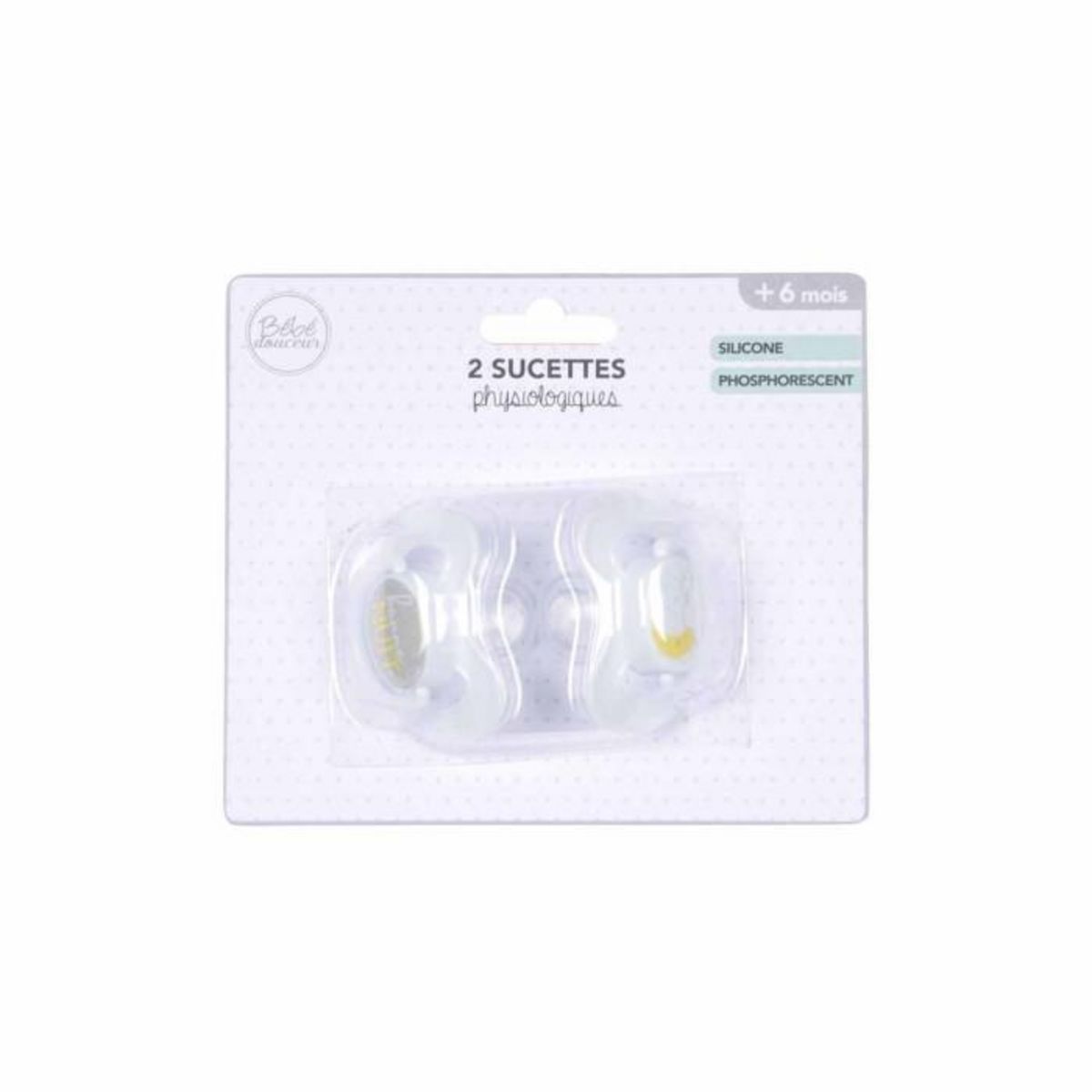 Paris Prix Lot de 2 Sucettes Phosphorescentes  Lune  +6 Mois Blanc