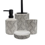 GUY LEVASSEUR Set salle de bain graphique 4 pièces céramique Noir et blanc