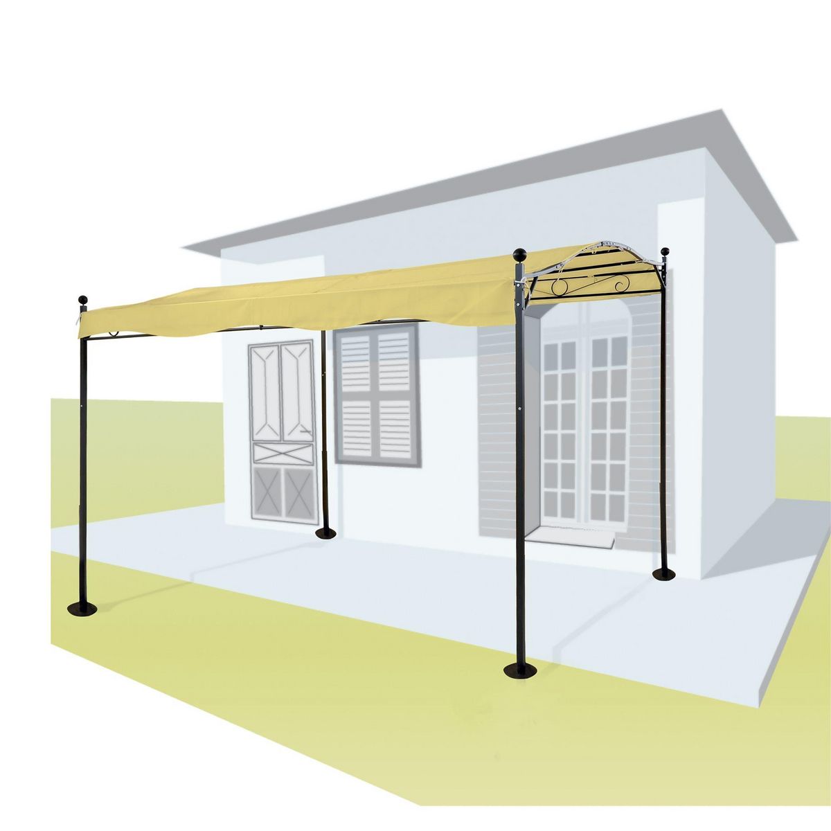 WERKAPRO Toile de pergola crème 3 x 2,5m 180g/m2