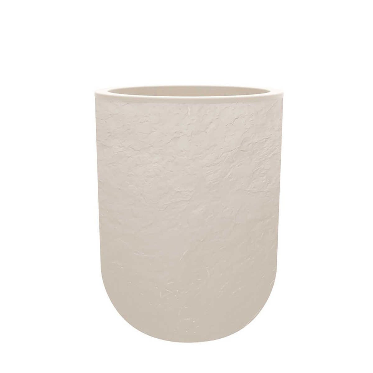 Eda Pot de fleurs rond en plastique Volcania UP - Beige calcaire - Ø 50 cm - Eda