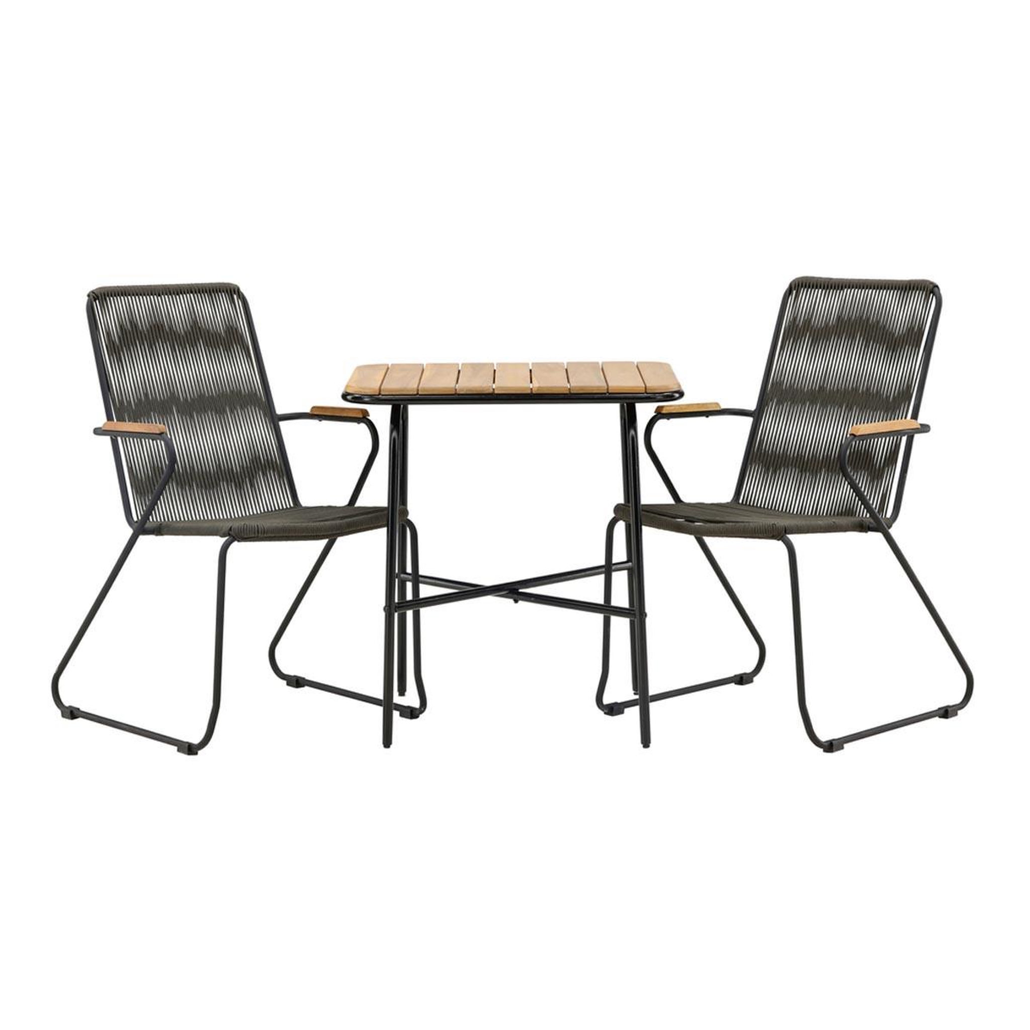 Paris Prix Ensemble table de jardin & 2 chaises  holmbeck & matstolar  74cm naturel & gris foncé