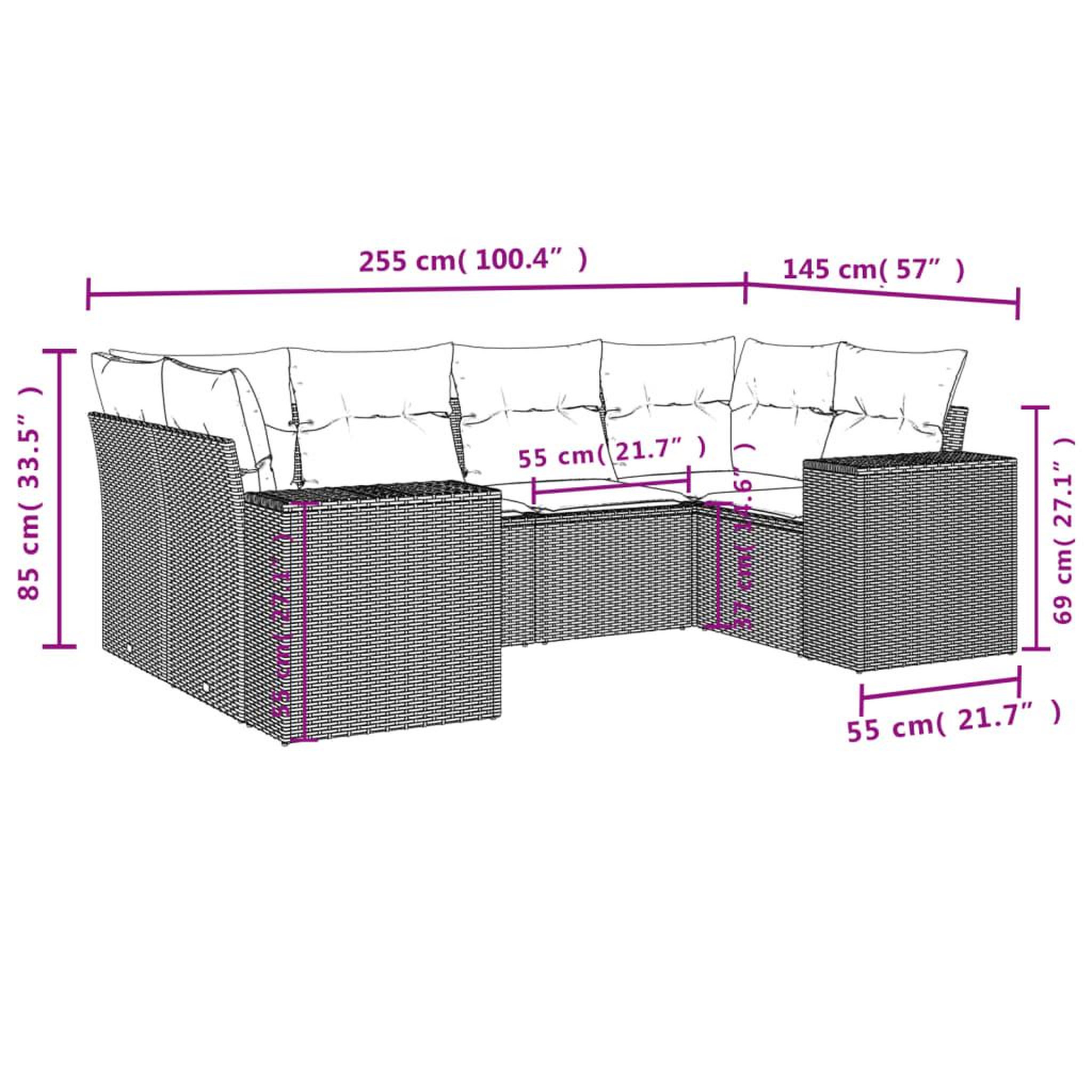 Voir la diapositive 6 : VIDAXL Salon de jardin 6 pcs avec coussins noir resine tressee