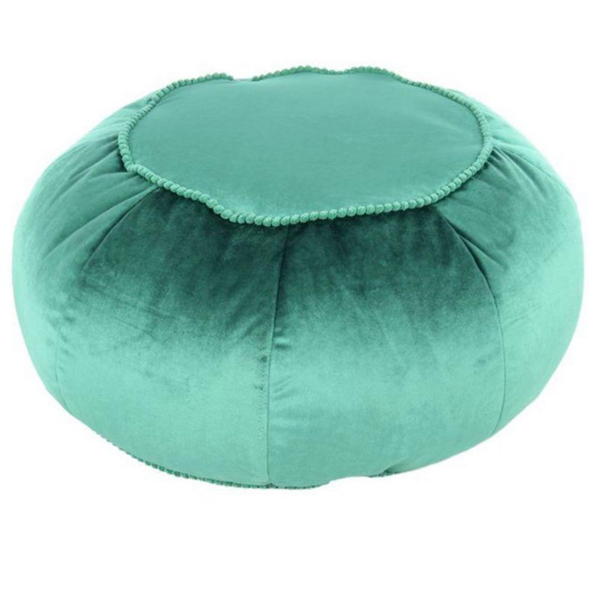 Paris Prix Pouf Rond en Velours  Taj Mahal  65cm Vert