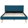 Voir la diapositive 4 : ID MARKET Lit double scandinave OSLO avec tête de lit et sommier 140 x 190 cm tissu bleu canard