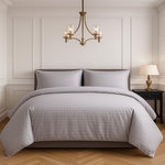 Home collection Parure housse de couette 100% satin de coton 80 fils. Coloris disponibles : Gris