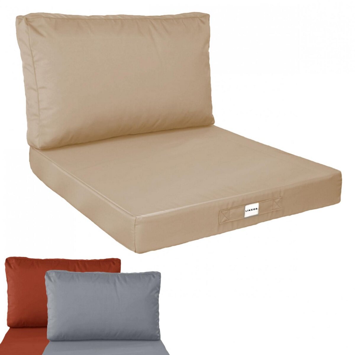 LINXOR Kit de coussins pour salon de jardin déhoussables - 60 x 60 cm