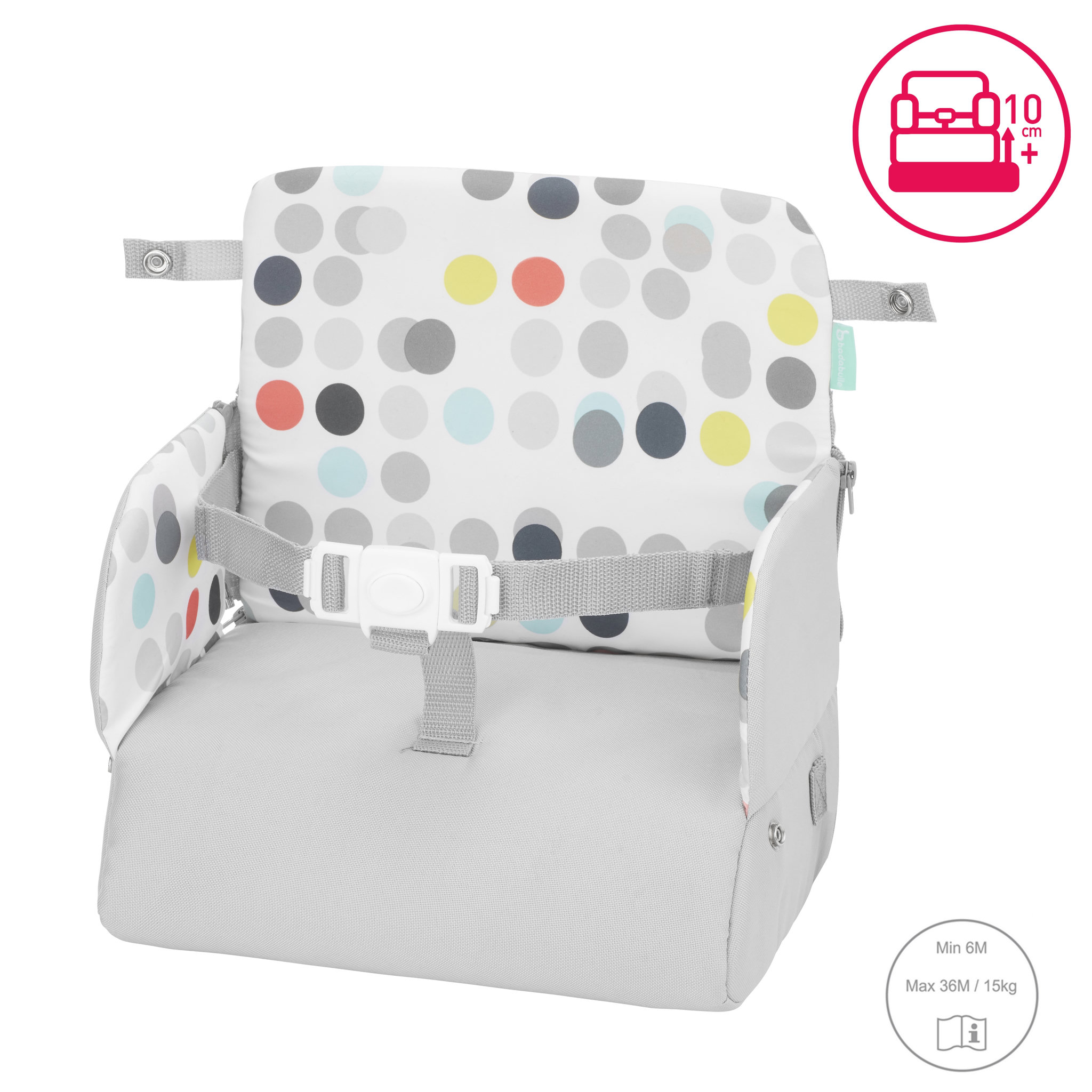 Voir la diapositive 1 : BADABULLE B009407 - Rehausseur de chaise SUNDAY POP - Réhausseur nomade 2en1