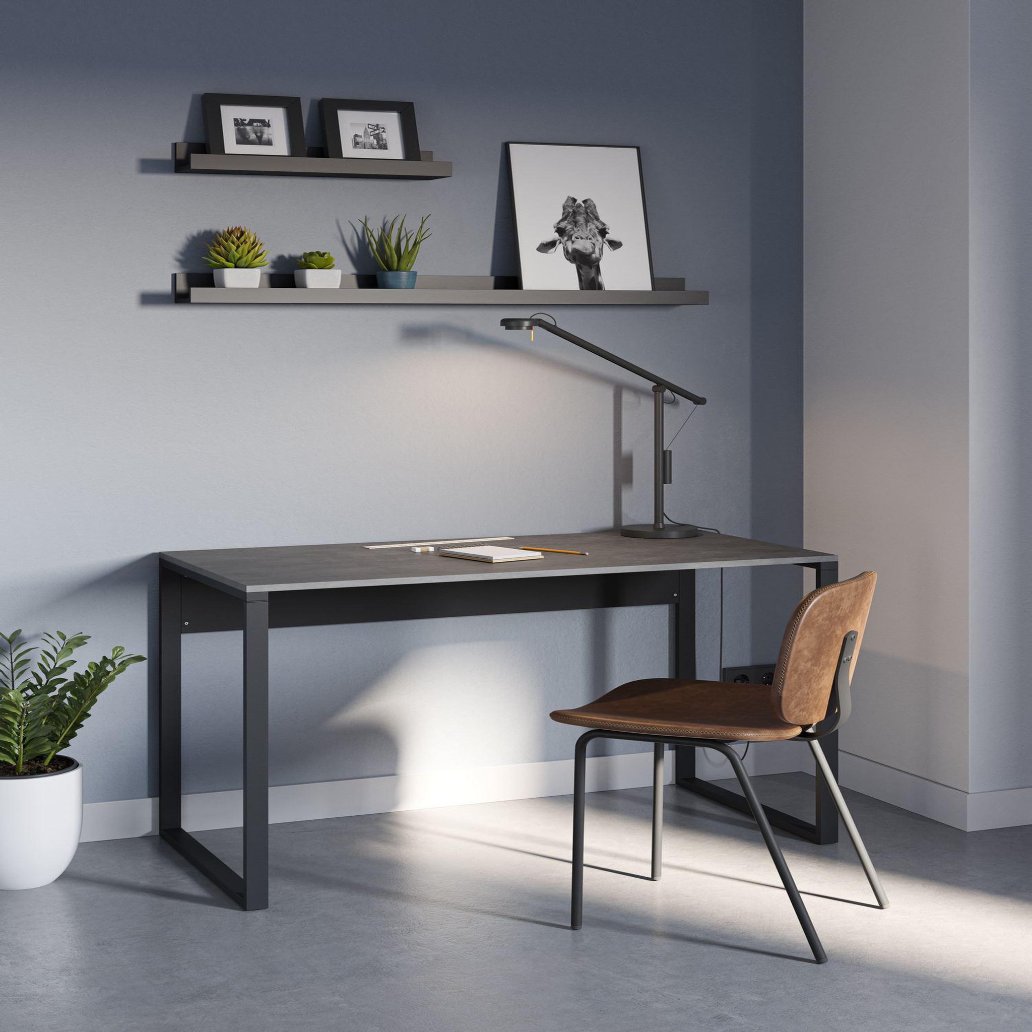 Voir la diapositive 2 : Habitat et Jardin Bureau en bois  inna  100 x 60 x 75 cm - gris rétro
