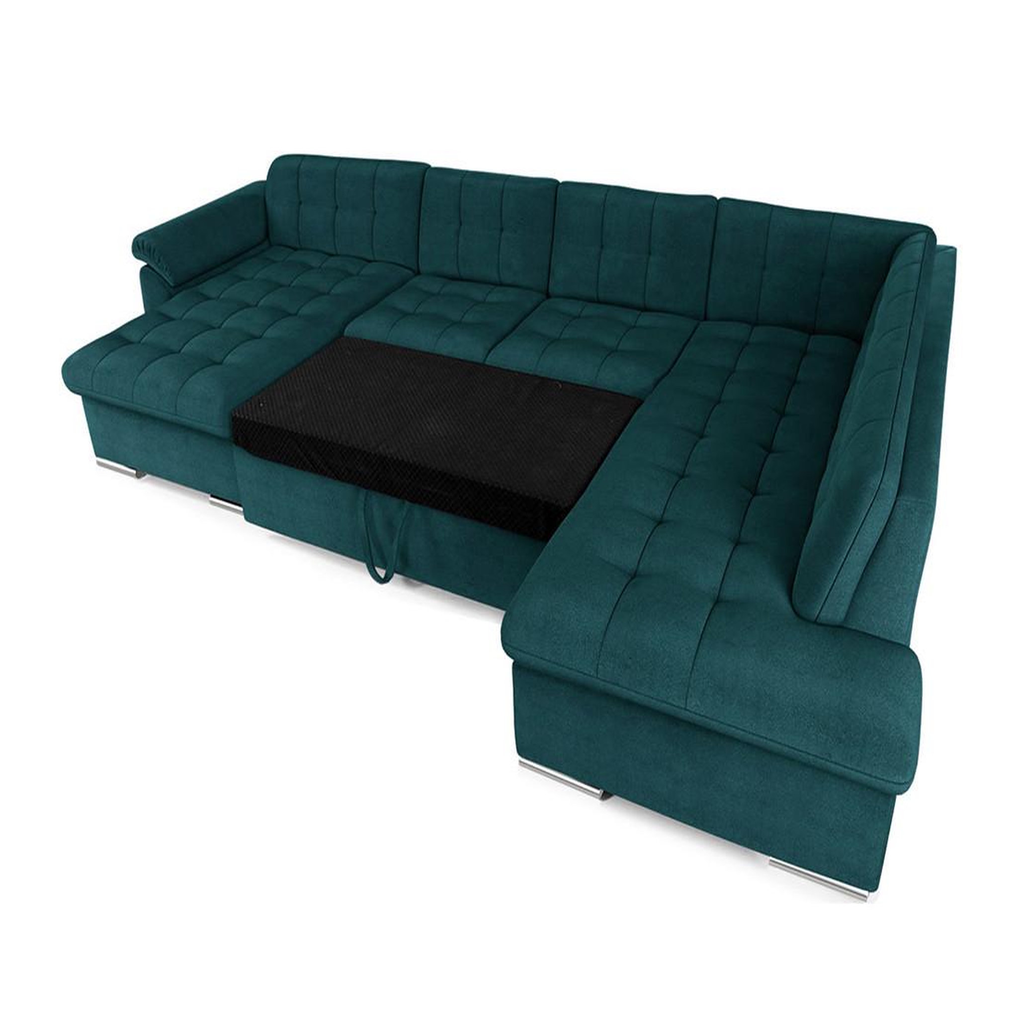 Voir la diapositive 2 : BEST MOBILIER Chuck - canapé panoramique xxl - convertible avec coffre - 7 places - droit