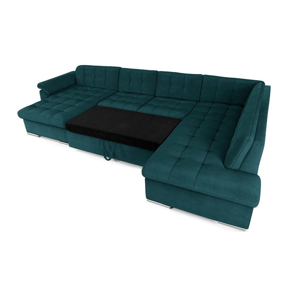 BEST MOBILIER Chuck - canapé panoramique xxl - convertible avec coffre - 7 places - droit