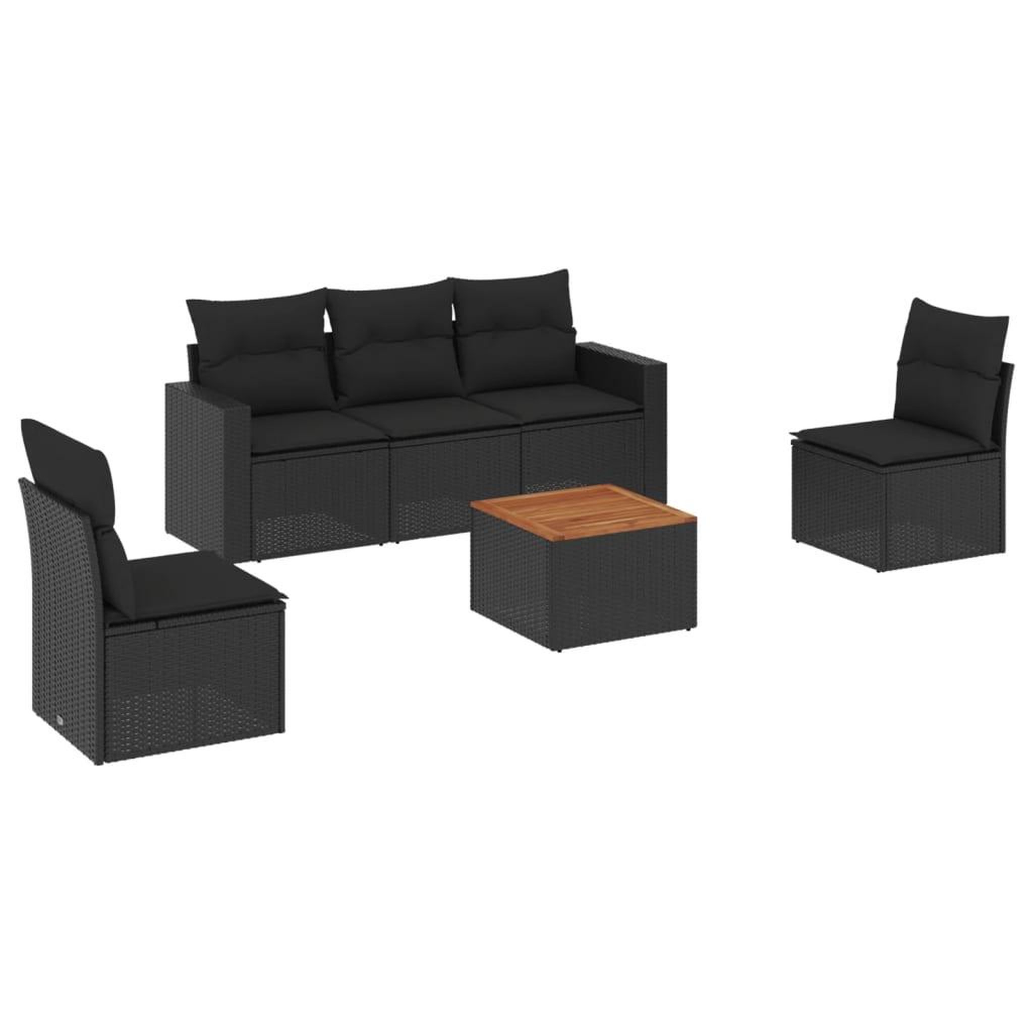 Voir la diapositive 2 : VIDAXL Salon de jardin 6 pcs avec coussins noir resine tressee