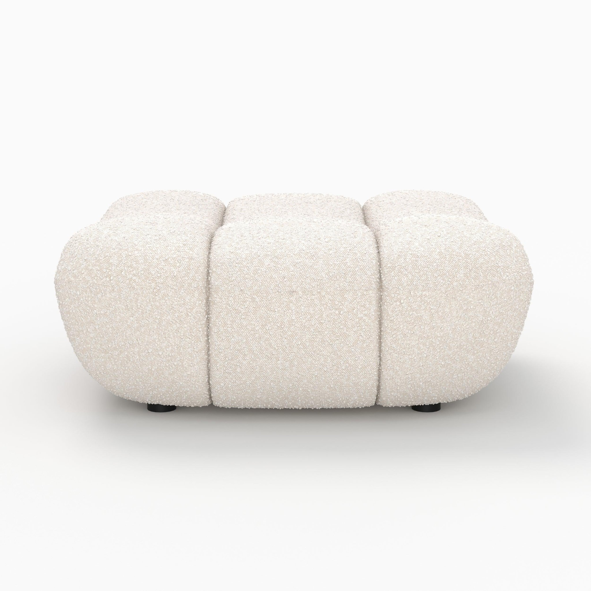 MAISON PAVANE Pouf repose-pieds en tissu bouclé blanc-teddy