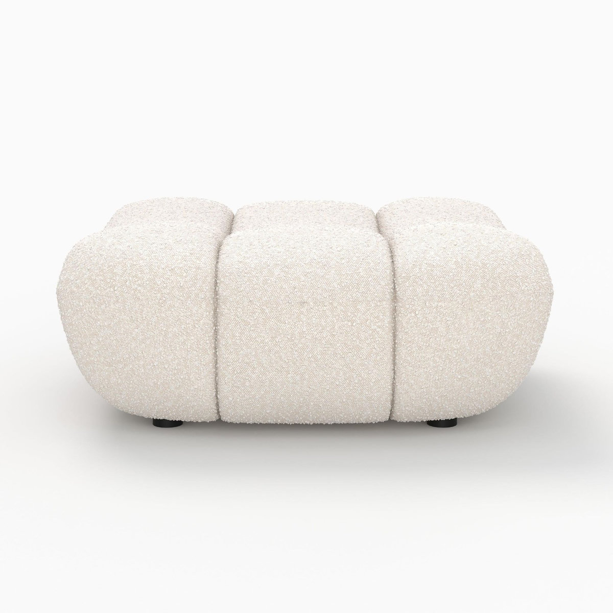 Rendez vous déco Pouf repose-pieds en tissu bouclé blanc-Teddy
