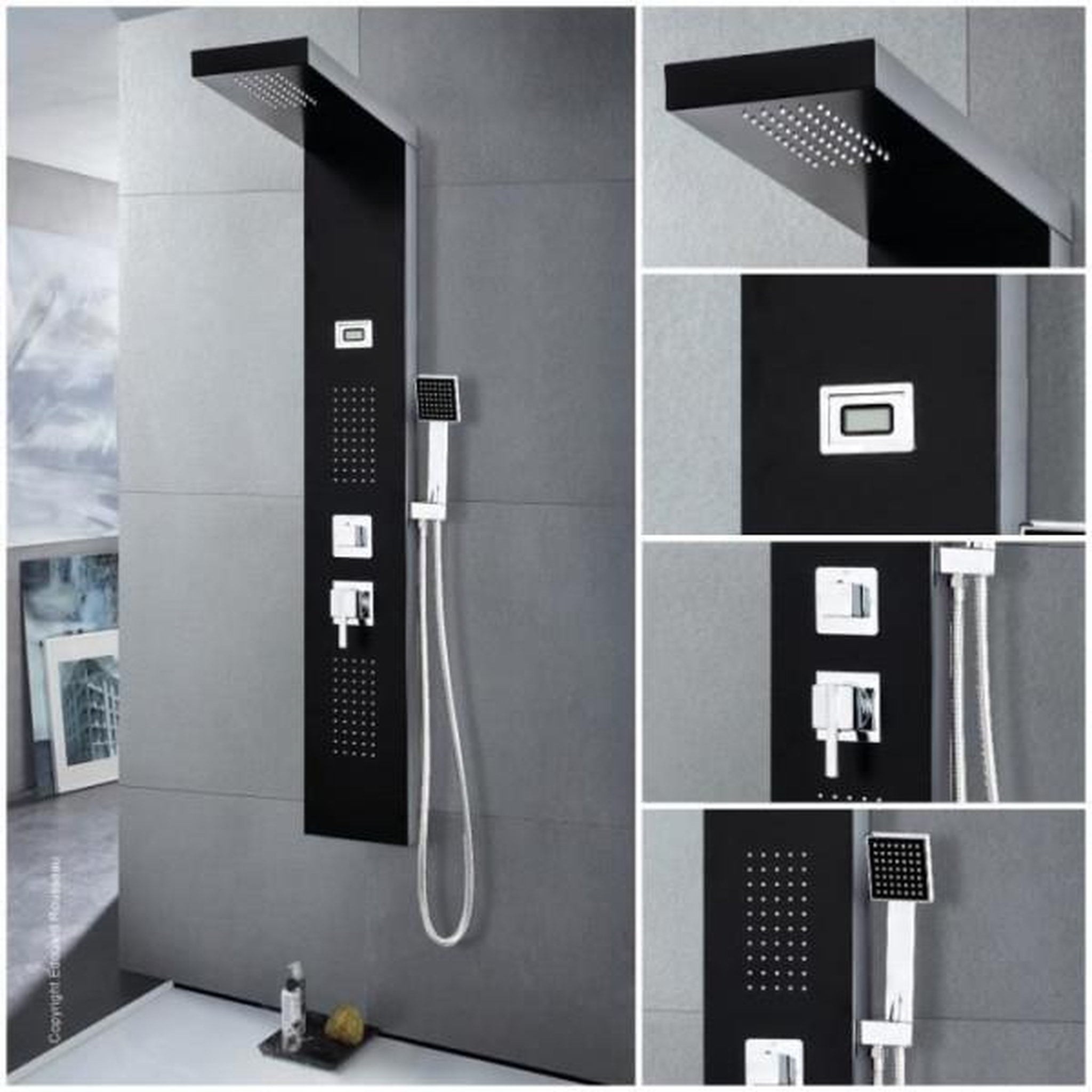 Voir la diapositive 2 : ROUSSEAU Edouard rousseau - colonne de douche hydromassante torquay - finition noire