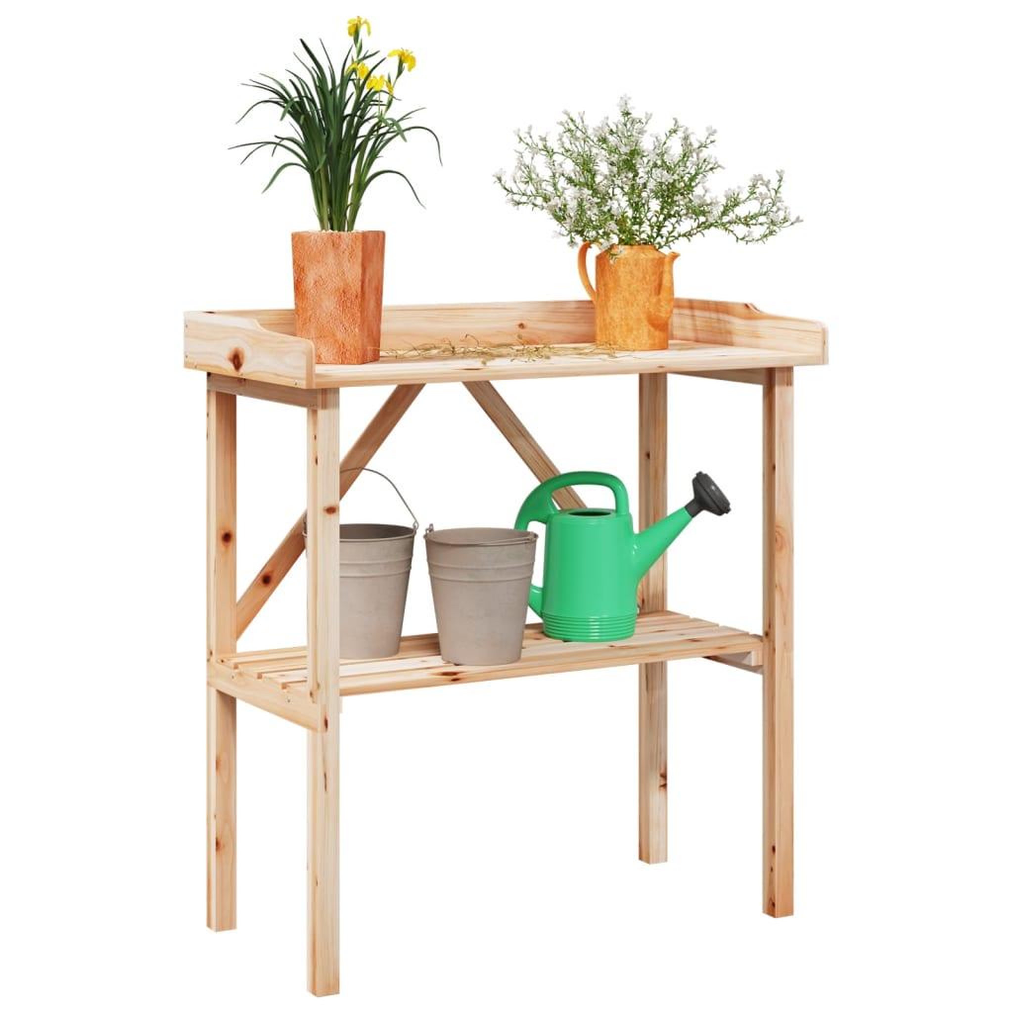 VIDAXL Table a plantes avec etagere 78x38x82,5 cm bois de sapin solide