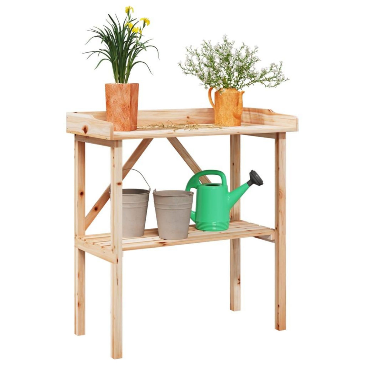 VIDAXL Table a plantes avec etagere 78x38x82,5 cm bois de sapin solide