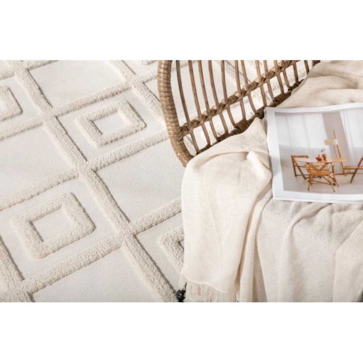 Paris Prix Tapis Design avec Franges  Towa  160x230cm Naturel