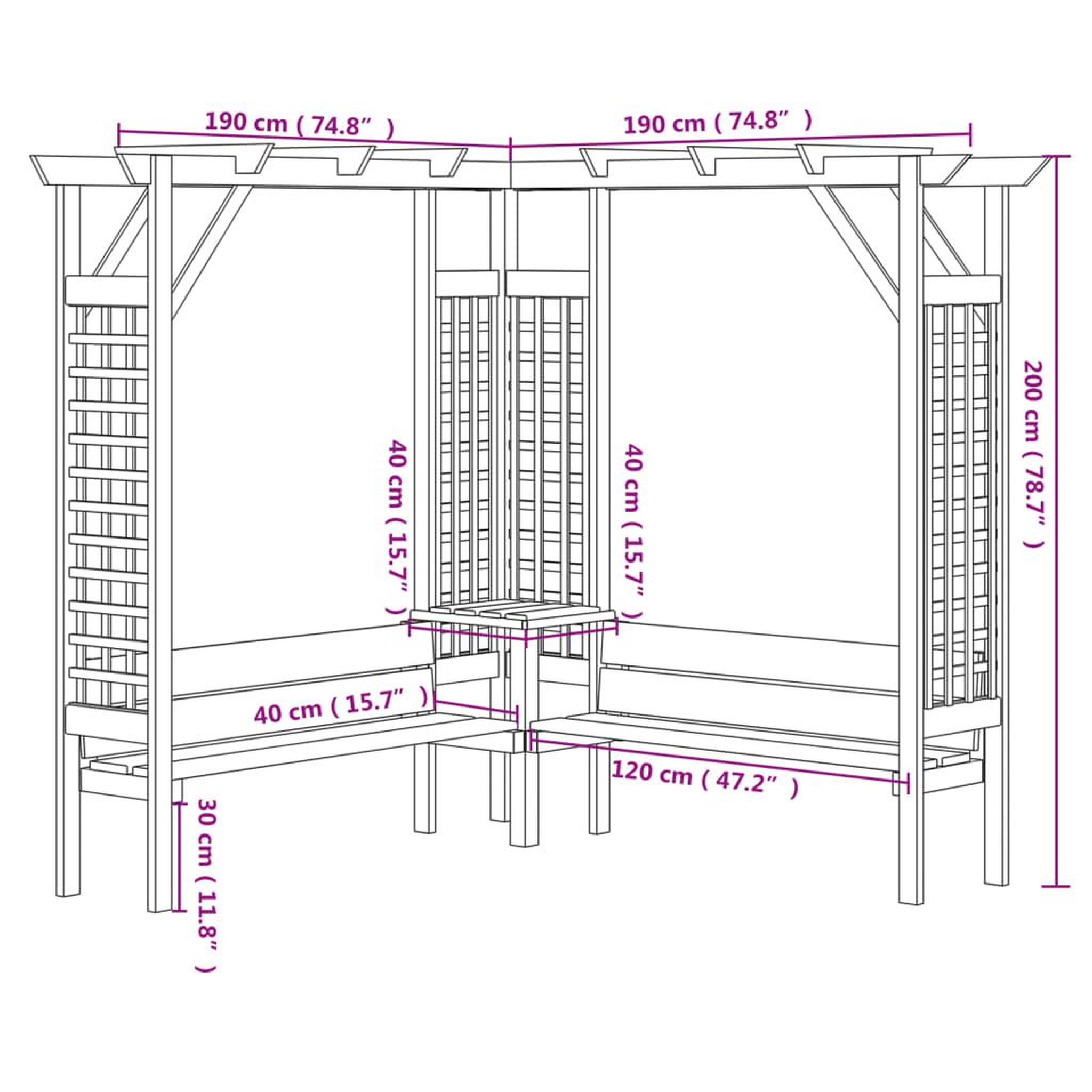Voir la diapositive 6 : VIDAXL Pergola d'angle avec banc Bois de pin impregne