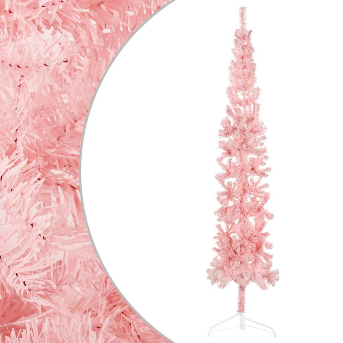 VIDAXL Demi sapin de Noël artificiel mince avec support Rose 240 cm