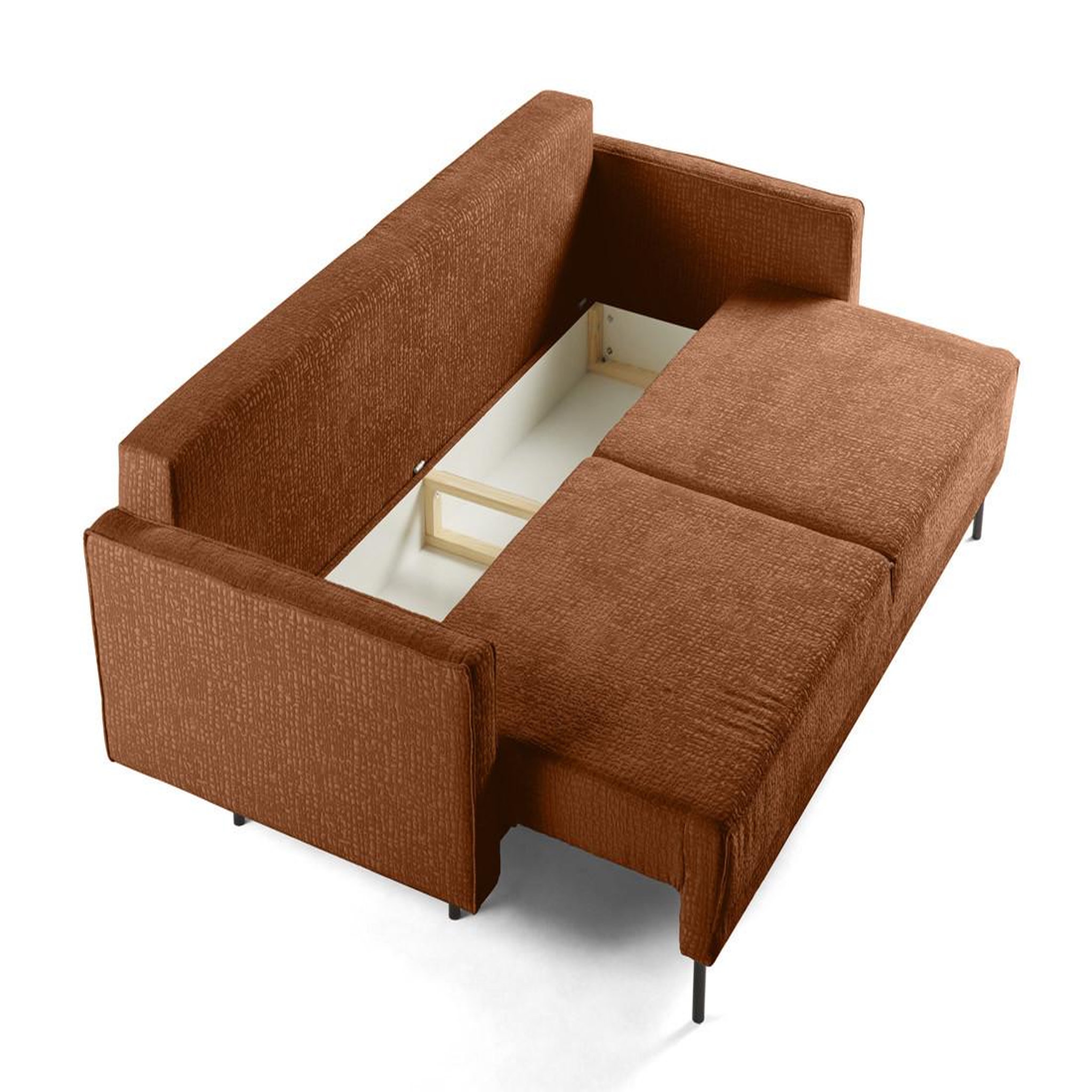 Voir la diapositive 6 : LISA DESIGN Charlie - canapé droit 3 places - convertible avec coffre - en tissu velours relief