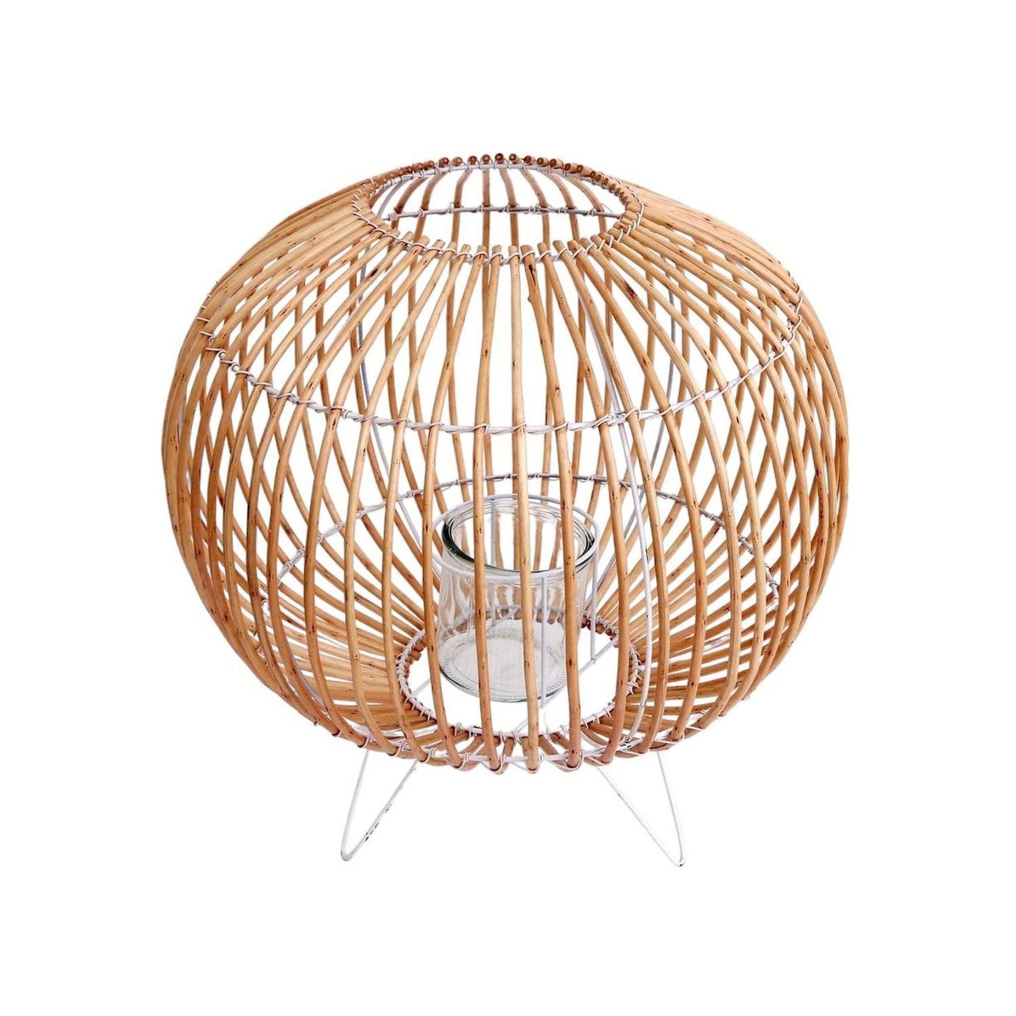 HEART OF THE HOME Bougeoir boule en rotin alix - diam. 41 x h. 43 cm - blanc