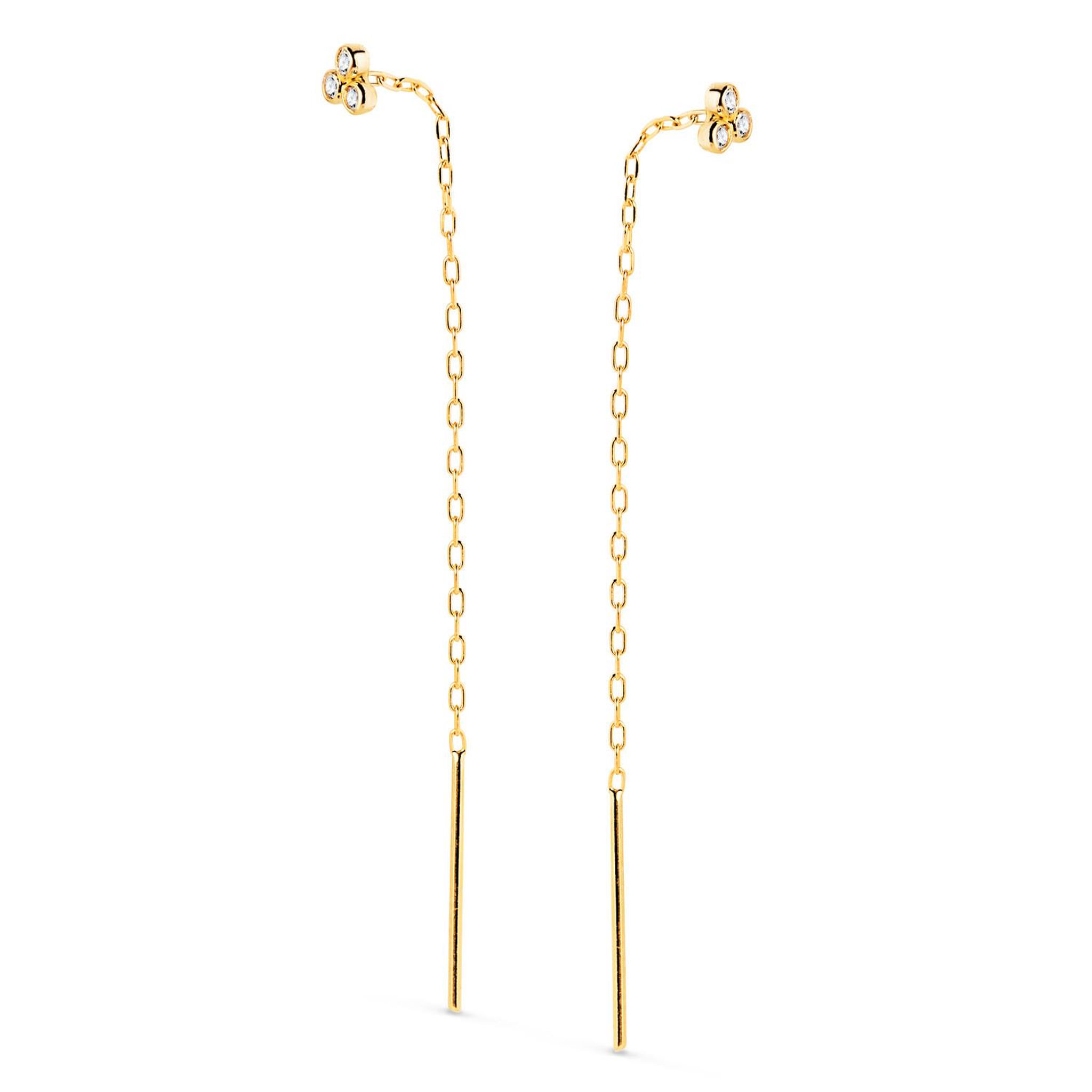L'ATELIER D'AZUR Boucles d'Oreilles Or 18 Carats 750/000 Jaune Pendantes - Zirconium