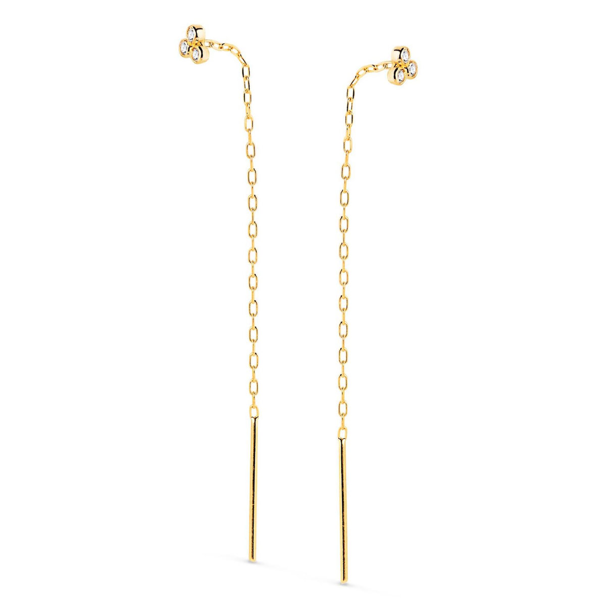 L'ATELIER D'AZUR Boucles d'Oreilles Or 18 Carats 750/000 Jaune Pendantes - Zirconium