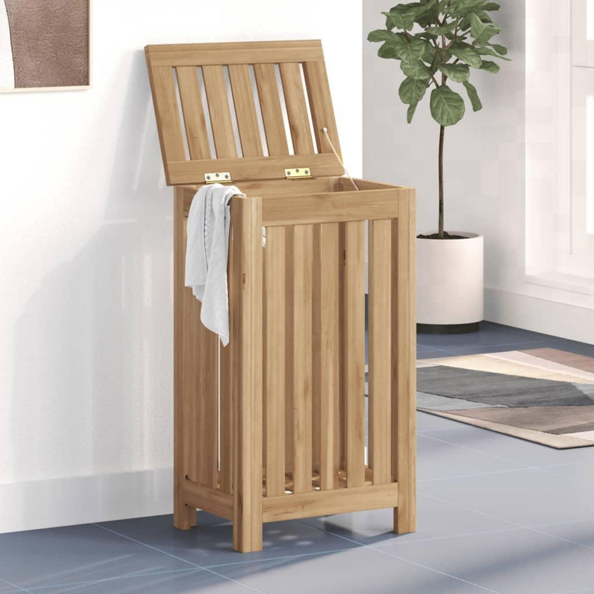 VIDAXL Bac a linge 35x25x60 cm bois de teck massif