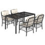 Voir la diapositive 2 : VIDAXL Ensemble a manger de jardin coussins 5pcs Noir Resine tressee